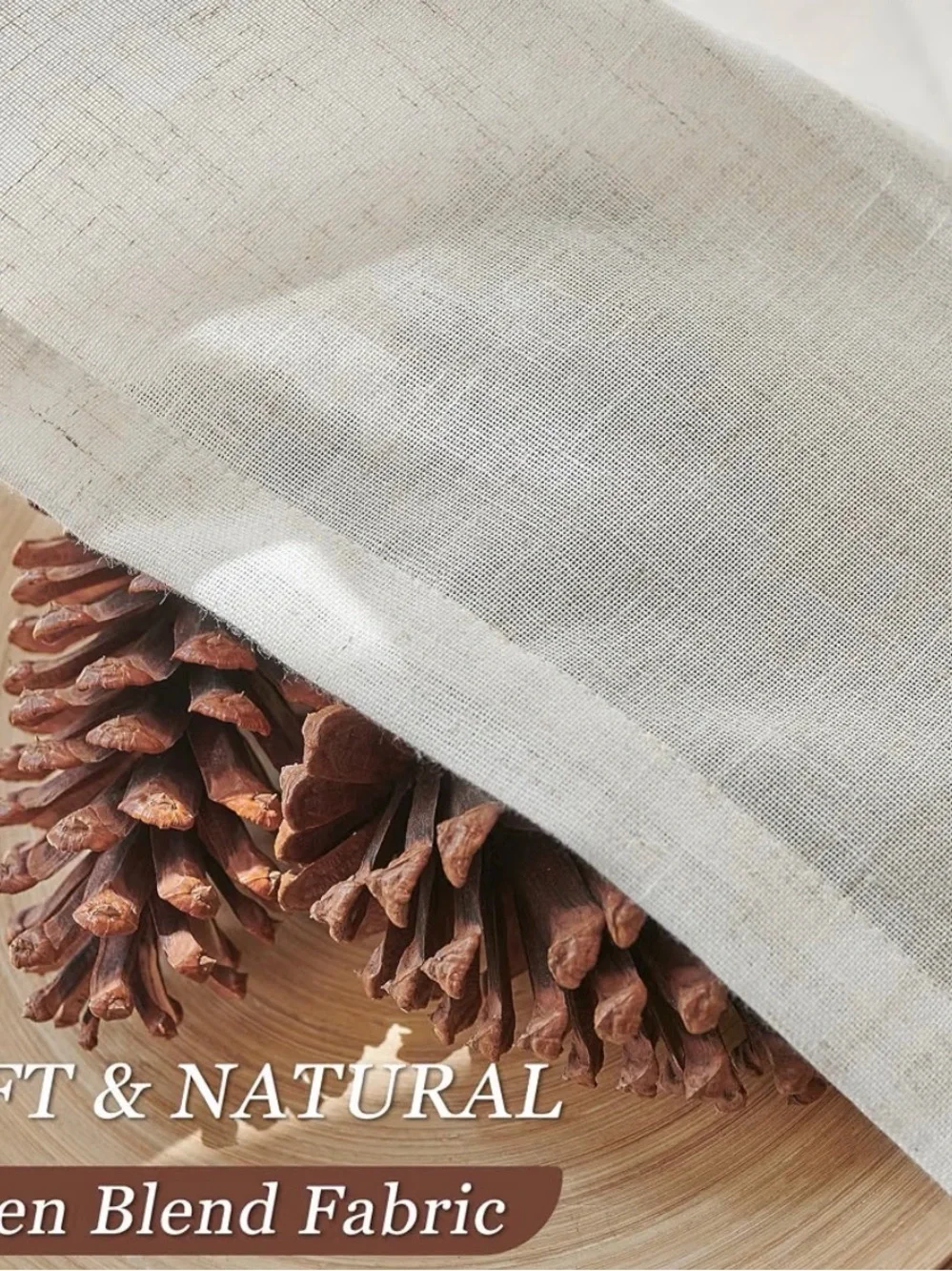 2 40x126 in natural cream linen semi-sheer panel